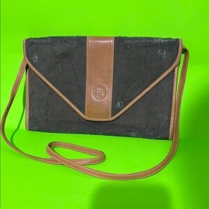 Fendi Black Suede and Brown Leather Crossbody Bag